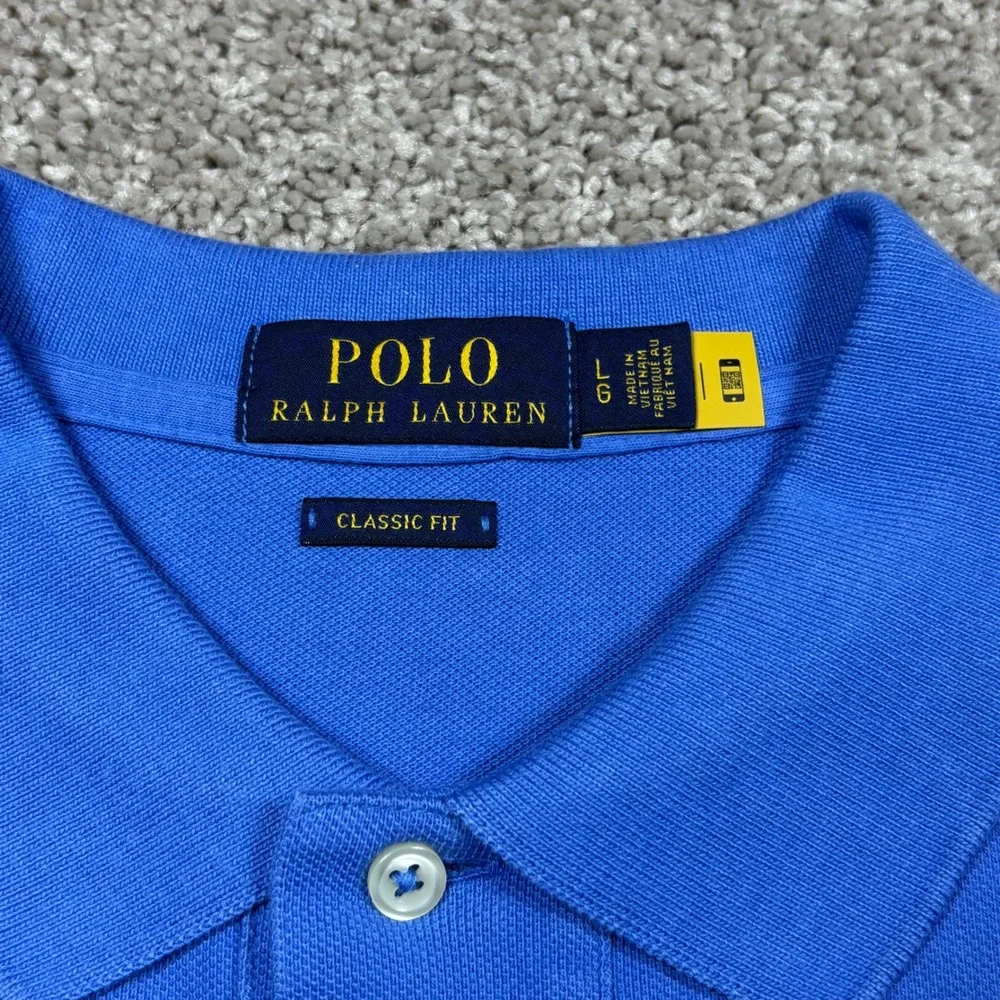 Polo Ralph Lauren Mens Blue Triple Pony Classic Fit SS Flesh 3 Polo Shirt L